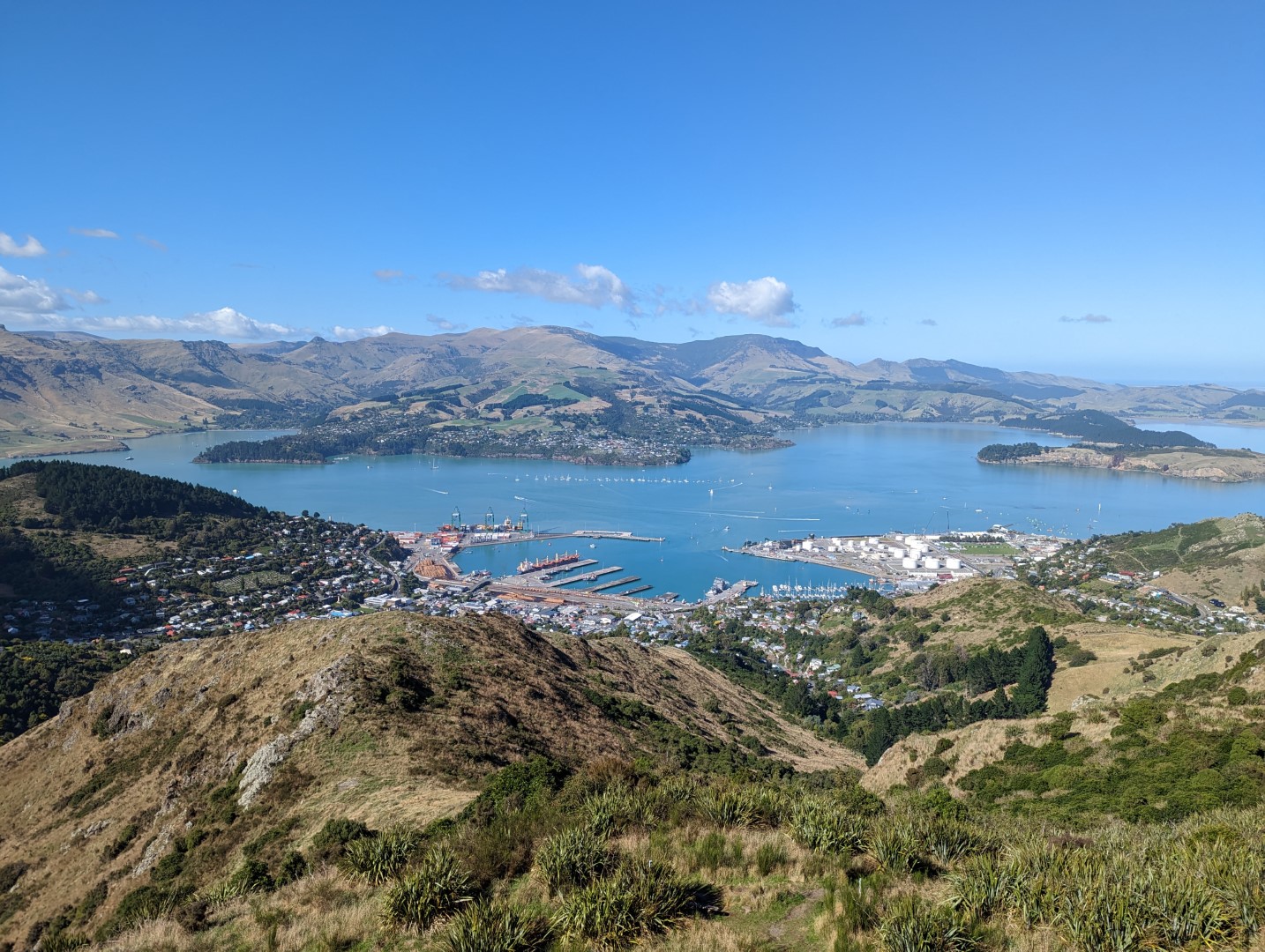 Hiking in the Hills Above Lyttelton with the New Zealand Sail Grand Prix Below